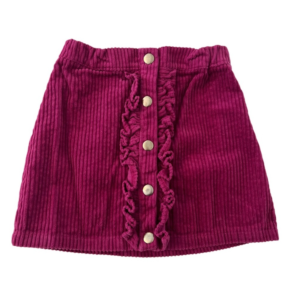 Cynthia Rowley Kids Fuchsia Corduroy Skirt with Gold Buttons | Girls S (5/6)